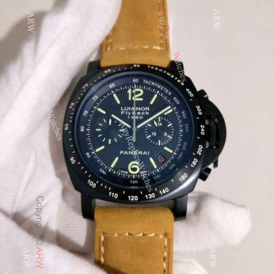 Panerai Luminor Flyback Chronograph Copy Watch Black Case